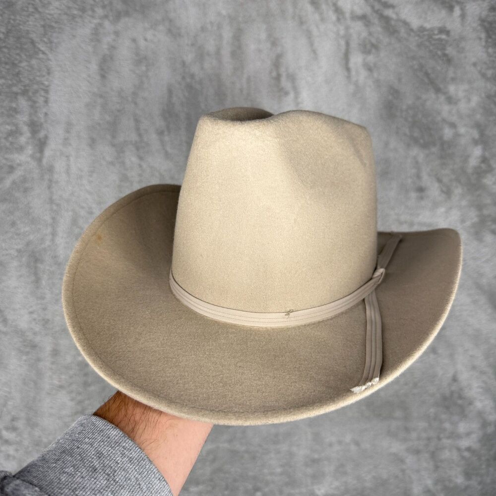 Vtg 80s Rockmount Ranch Wear Cowboy Hat Sz 7 Tru-West Style 2000 Felt USA Beige